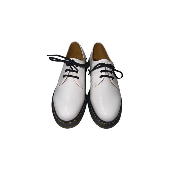 Dr Martens 1461 Women's Bex White Smooth Patent Leather Platform Oxfords New - Picture 2 of 4